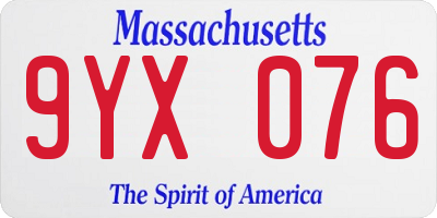 MA license plate 9YX076