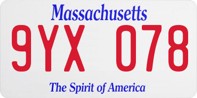 MA license plate 9YX078