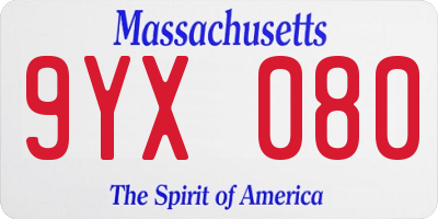 MA license plate 9YX080