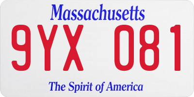 MA license plate 9YX081