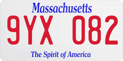 MA license plate 9YX082