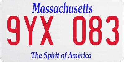 MA license plate 9YX083