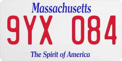 MA license plate 9YX084