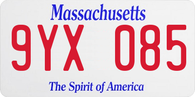 MA license plate 9YX085