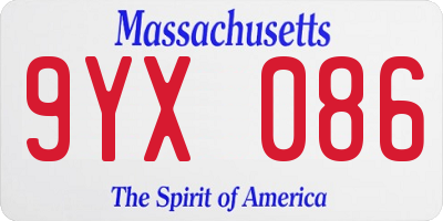 MA license plate 9YX086