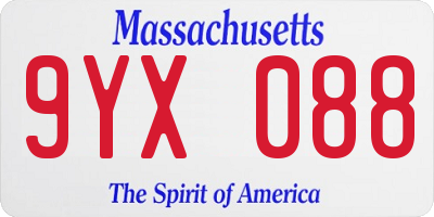 MA license plate 9YX088