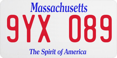 MA license plate 9YX089