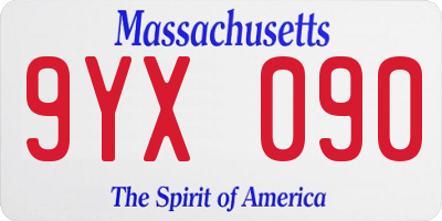 MA license plate 9YX090