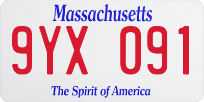 MA license plate 9YX091