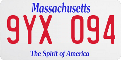 MA license plate 9YX094