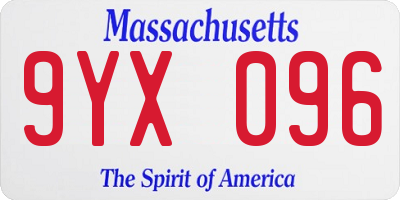 MA license plate 9YX096