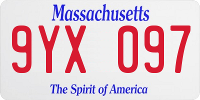 MA license plate 9YX097