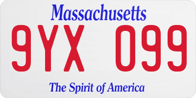 MA license plate 9YX099