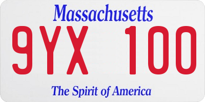 MA license plate 9YX100