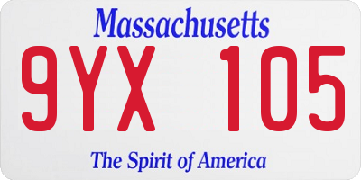 MA license plate 9YX105