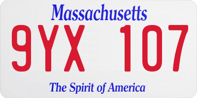 MA license plate 9YX107