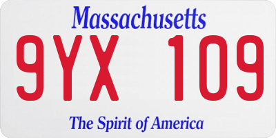 MA license plate 9YX109