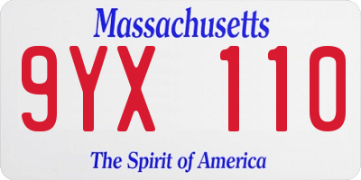 MA license plate 9YX110