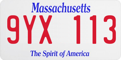 MA license plate 9YX113