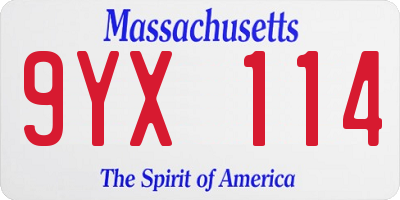 MA license plate 9YX114