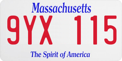 MA license plate 9YX115