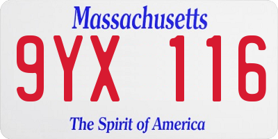 MA license plate 9YX116