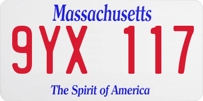 MA license plate 9YX117