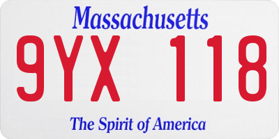 MA license plate 9YX118