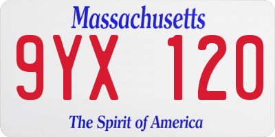 MA license plate 9YX120