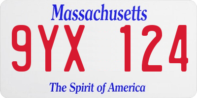 MA license plate 9YX124