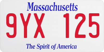 MA license plate 9YX125