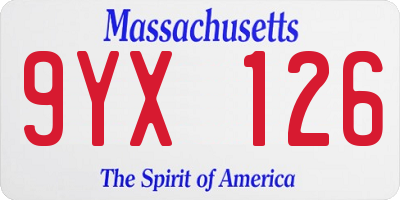 MA license plate 9YX126
