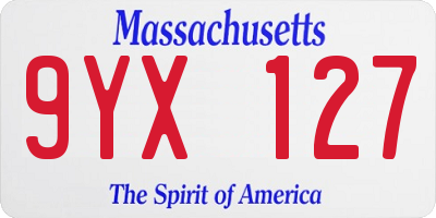 MA license plate 9YX127