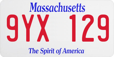 MA license plate 9YX129