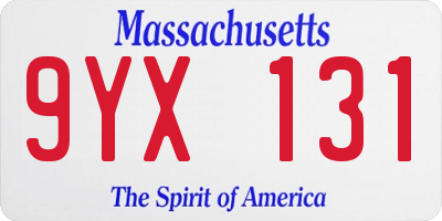 MA license plate 9YX131