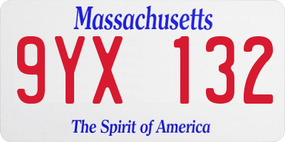 MA license plate 9YX132