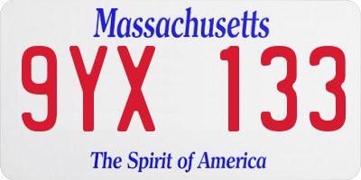 MA license plate 9YX133
