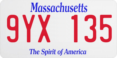 MA license plate 9YX135