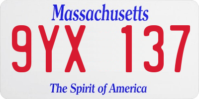 MA license plate 9YX137