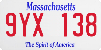MA license plate 9YX138