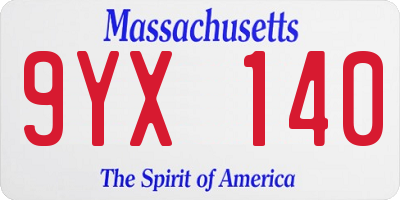 MA license plate 9YX140