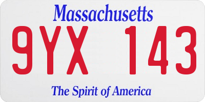 MA license plate 9YX143