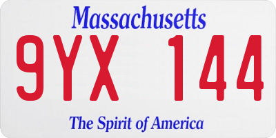 MA license plate 9YX144