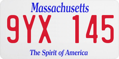 MA license plate 9YX145