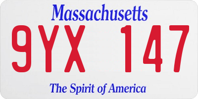 MA license plate 9YX147