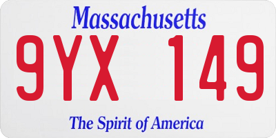 MA license plate 9YX149
