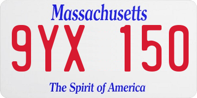 MA license plate 9YX150