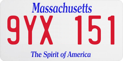 MA license plate 9YX151