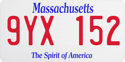 MA license plate 9YX152