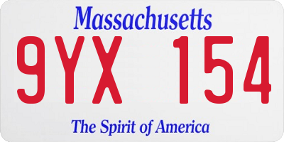 MA license plate 9YX154